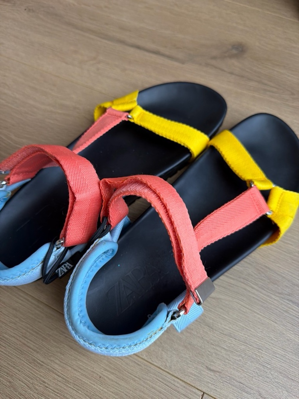 Zara Multicolor Strap Sandals - Yellow, Coral & Light Blue - Picture 2 of 3